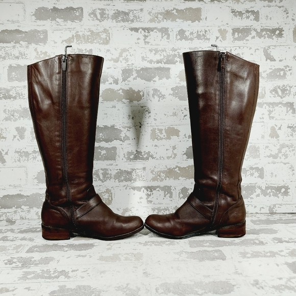 Me Too Arctic Brown Leather Round Toe Buckle Knee High Boots D 627 - Picture 7 of 13